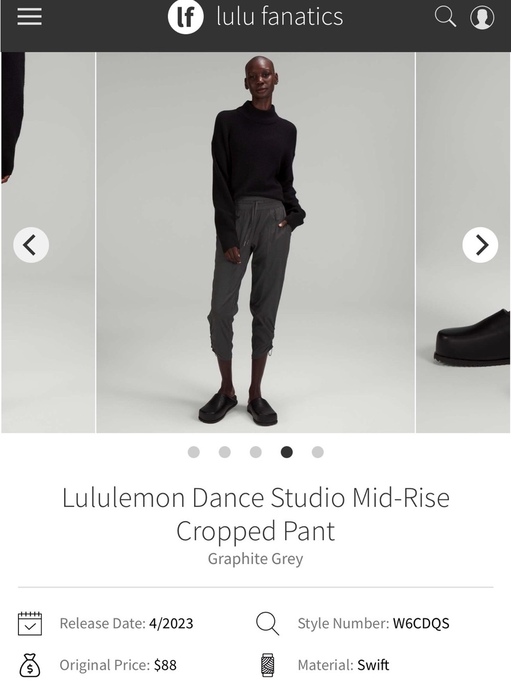 lululemon athletica Dance Studio Mid-Rise Cropped Pant in Graphite Grey
